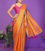 yellow wedding party & festive cotton silk embellished saree with blouse