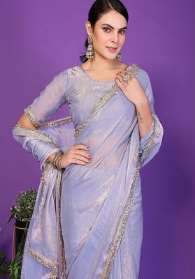 light_teal wedding party & festive tissue embellished saree with blouse 2