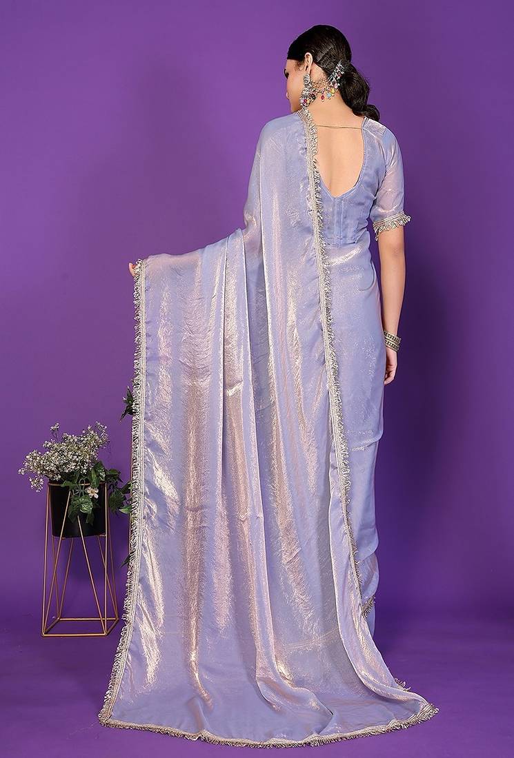 light_teal wedding party & festive tissue embellished saree with blouse