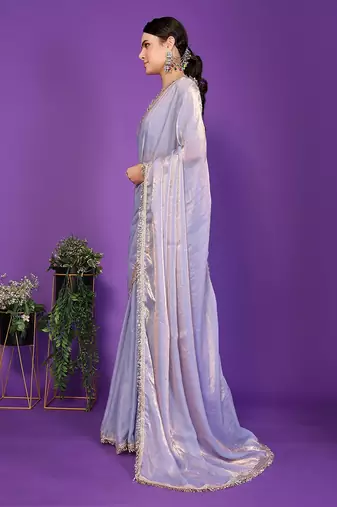 light_teal wedding party & festive tissue embellished saree with blouse