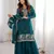 Traditional teal embroidered kurta with flowy palazzo