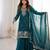 Traditional teal embroidered kurta with flowy palazzo