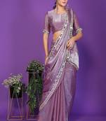 lavender wedding party & festive tissue embellished saree with blouse