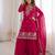 Traditional dark pink embroidered kurta with flowy palazzo