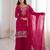 Traditional dark pink embroidered kurta with flowy palazzo