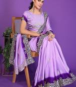 lavender wedding party & festive art silk embroidered saree with blouse