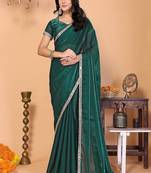 green wedding party & festive art silk embellished saree with blouse