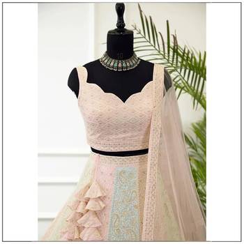 MULTICOLOR THREAD and SEQUin work GEORGETTE LEHENGA CHOLI WITH BLOUSE 3