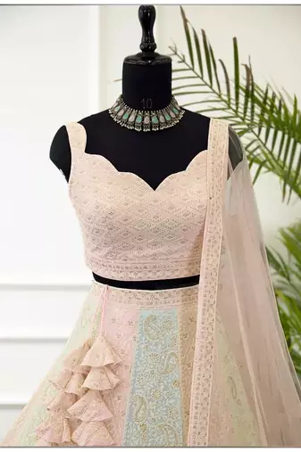 MULTICOLOR THREAD and SEQUin work GEORGETTE LEHENGA CHOLI WITH BLOUSE