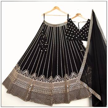 BLACK SEQUin EMBROIDERY GEORGETTE LEHENGA CHOLI WITH BLOUSE 2