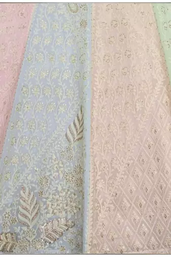 MULTICOLOR THREAD and SEQUin work GEORGETTE LEHENGA CHOLI WITH BLOUSE