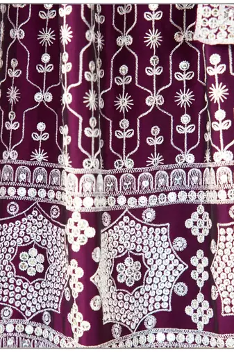 DARK MAGENTA SEQUENCE EMBROIDERY GEORGETTE LEHENGA WITH BLOUSE