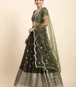 GREEN SEQUins work GEORGETTE ALLOVER LEHENGA CHOLI WITH BLOUSE