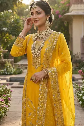 Yellow silk-blend palazzo suit