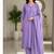 Lavender thread embroidered straight-cut kurta set