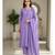 Lavender thread embroidered straight-cut kurta set