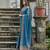 blue solid silk blend  saree with blouse