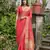 light orange solid silk blend  saree with blouse