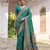 rama green solid pashimina silk saree with blouse