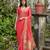 light orange solid silk blend  saree with blouse