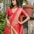 light orange solid silk blend  saree with blouse