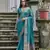 rama green solid silk blend  saree with blouse