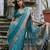 rama green solid silk blend  saree with blouse