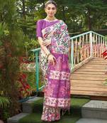 purple solid tussar silk saree with blouse