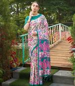 green solid tussar silk saree with blouse