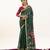 green solid blended cotton saree with blouse