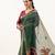 green solid blended cotton saree with blouse