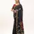 black solid blended cotton saree with blouse