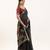black solid blended cotton saree with blouse