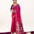 pink solid blended cotton saree with blouse