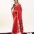 red solid blended cotton saree with blouse