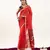 red solid blended cotton saree with blouse