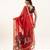 red solid blended cotton saree with blouse