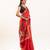 red solid blended cotton saree with blouse