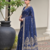 blue solid linen saree with blouse