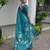 blue solid linen saree with blouse