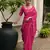 pink solid linen saree with blouse