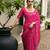 pink solid linen saree with blouse