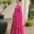 pink solid linen saree with blouse