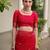 red solid linen saree with blouse