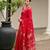 red solid linen saree with blouse
