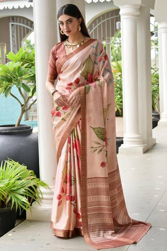 coffee solid satin saree with blouse