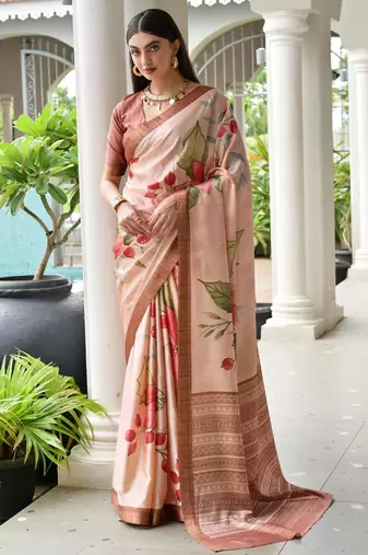 coffee solid satin saree with blouse
