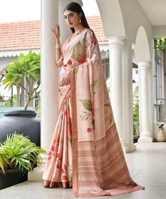 coffee solid satin saree with blouse 2