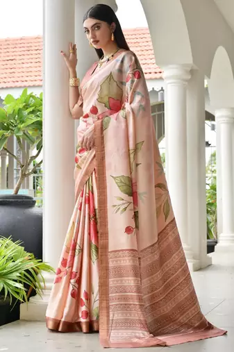 coffee solid satin saree with blouse