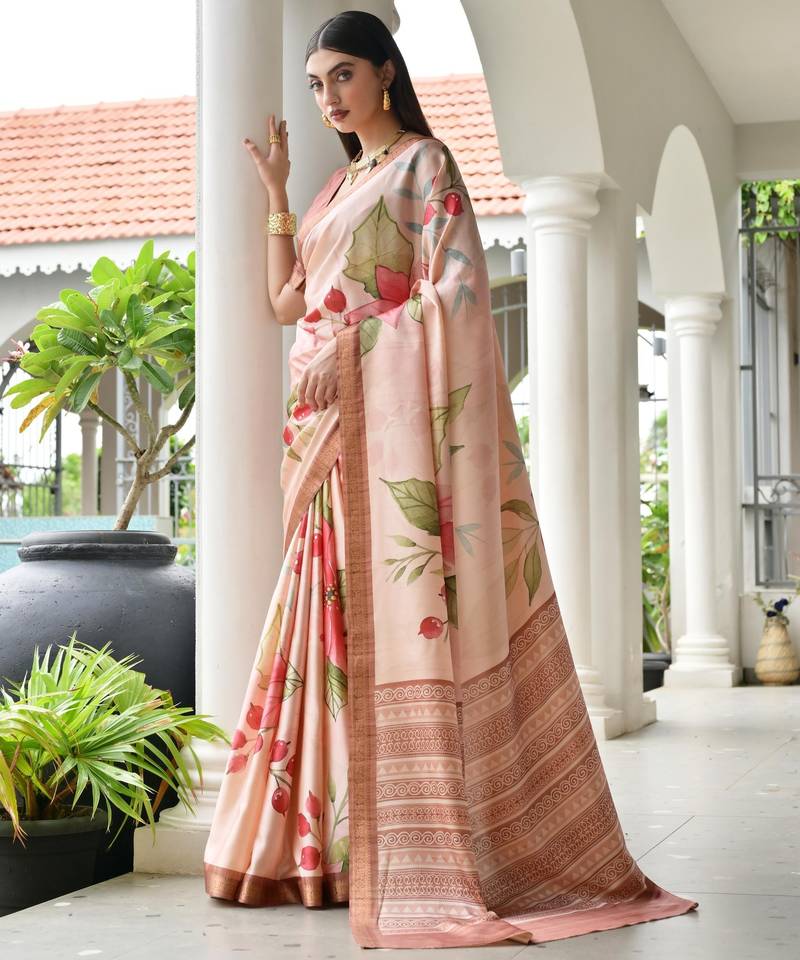 coffee solid satin saree with blouse